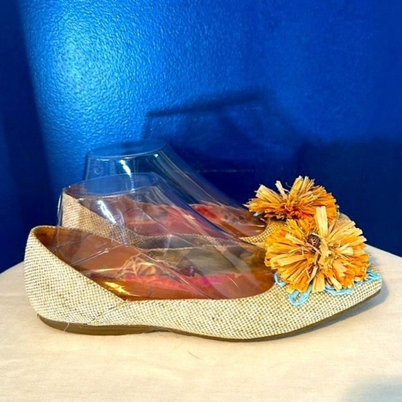 Women’s Bridget Shuster Magnola Tan Raffia Floral Flats Size 8 - Picture 4 of 5